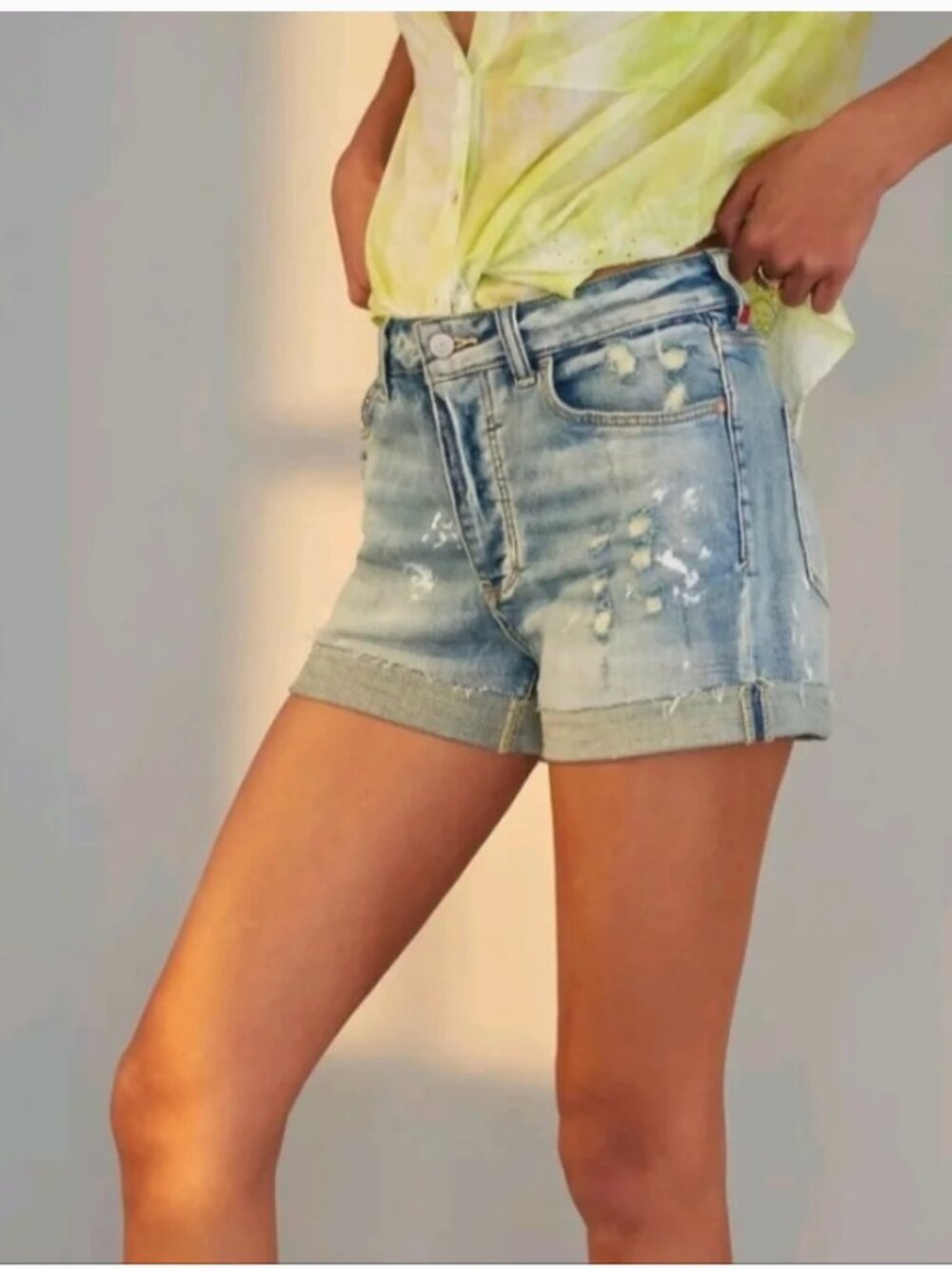 Pilcro By Anthropologie Button Fly High Waist Distressed Festival Shorts Size 28